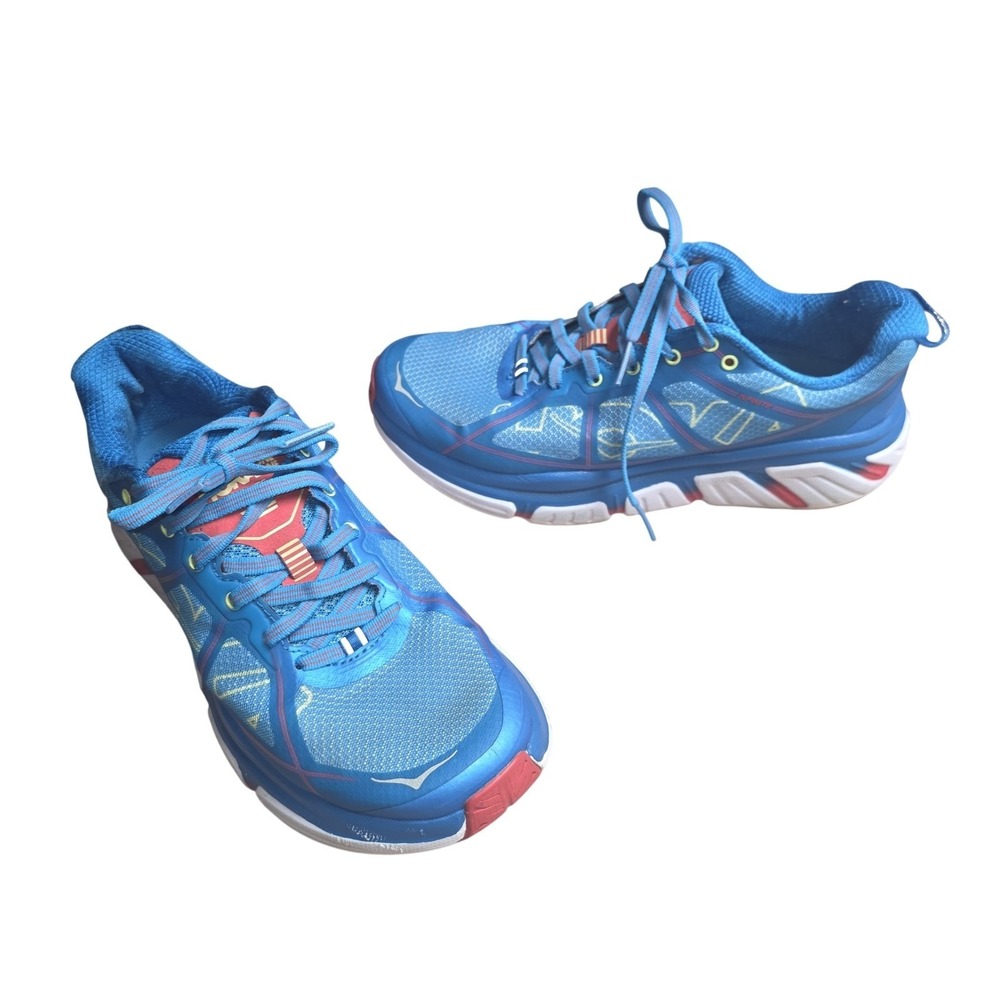 Hoka One One Infinite Shoes Womens Size 7.5 Blue Red Running Sneakers 1006949